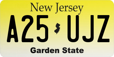 NJ license plate A25UJZ