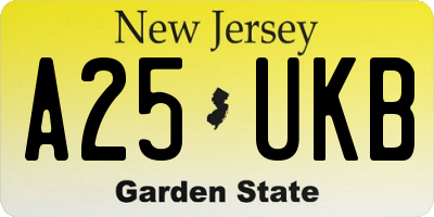 NJ license plate A25UKB