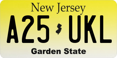NJ license plate A25UKL