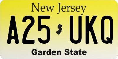 NJ license plate A25UKQ