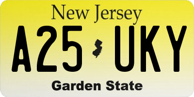 NJ license plate A25UKY