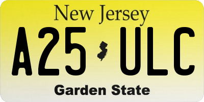 NJ license plate A25ULC