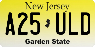 NJ license plate A25ULD