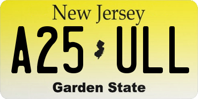 NJ license plate A25ULL
