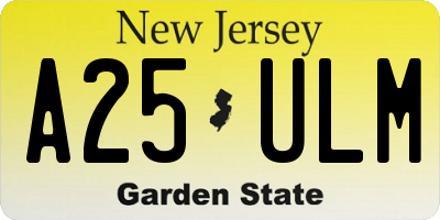 NJ license plate A25ULM