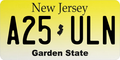 NJ license plate A25ULN