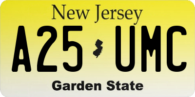NJ license plate A25UMC