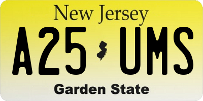 NJ license plate A25UMS
