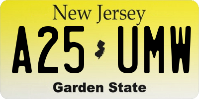 NJ license plate A25UMW