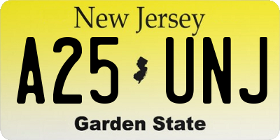 NJ license plate A25UNJ