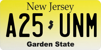 NJ license plate A25UNM
