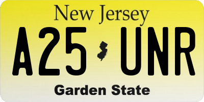 NJ license plate A25UNR