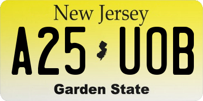 NJ license plate A25UOB