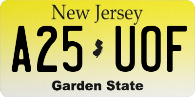 NJ license plate A25UOF