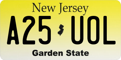 NJ license plate A25UOL