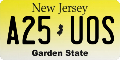 NJ license plate A25UOS