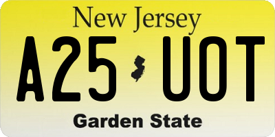 NJ license plate A25UOT