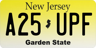 NJ license plate A25UPF