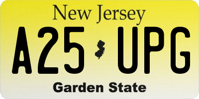 NJ license plate A25UPG