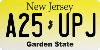 NJ license plate A25UPJ