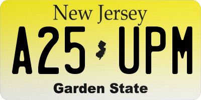 NJ license plate A25UPM