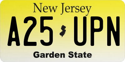 NJ license plate A25UPN