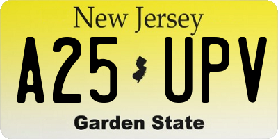 NJ license plate A25UPV