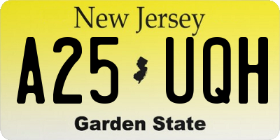 NJ license plate A25UQH