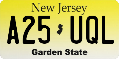 NJ license plate A25UQL