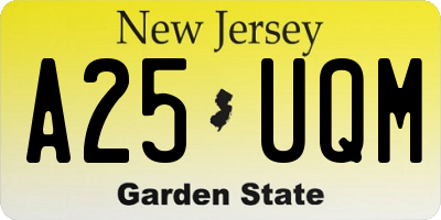 NJ license plate A25UQM