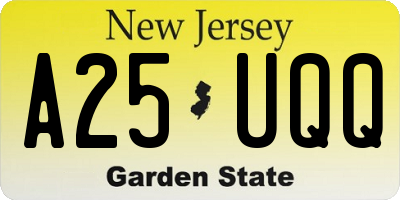 NJ license plate A25UQQ