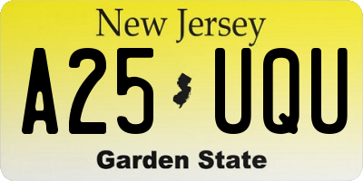 NJ license plate A25UQU