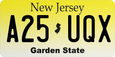 NJ license plate A25UQX