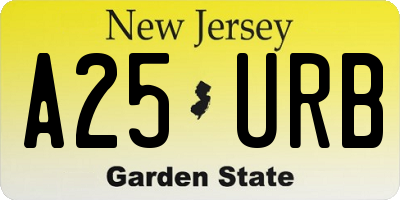 NJ license plate A25URB