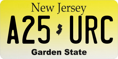 NJ license plate A25URC