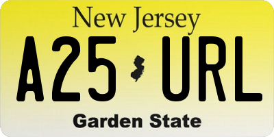 NJ license plate A25URL