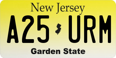 NJ license plate A25URM