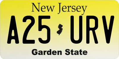 NJ license plate A25URV