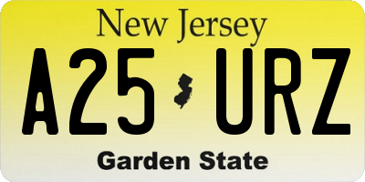 NJ license plate A25URZ