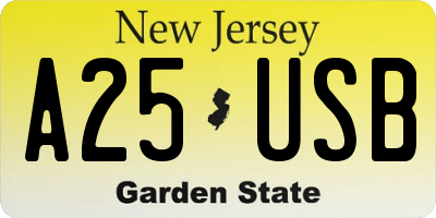 NJ license plate A25USB
