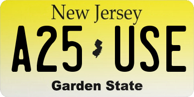 NJ license plate A25USE