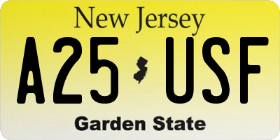 NJ license plate A25USF
