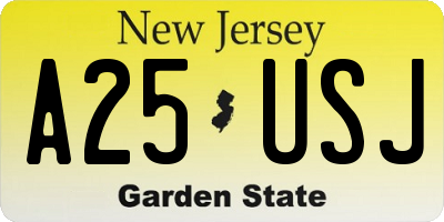 NJ license plate A25USJ