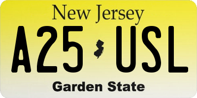 NJ license plate A25USL