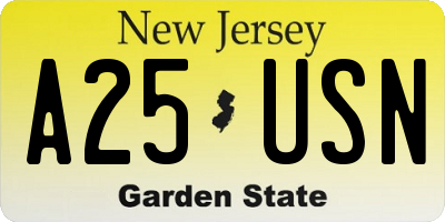 NJ license plate A25USN