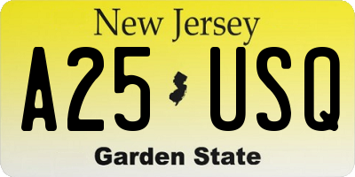 NJ license plate A25USQ