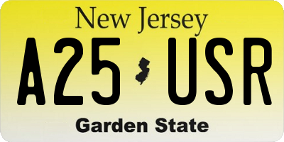 NJ license plate A25USR