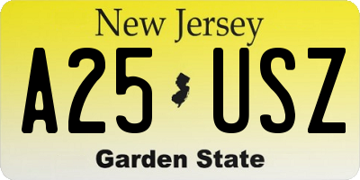 NJ license plate A25USZ