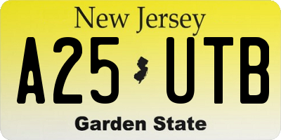 NJ license plate A25UTB