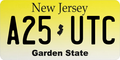 NJ license plate A25UTC